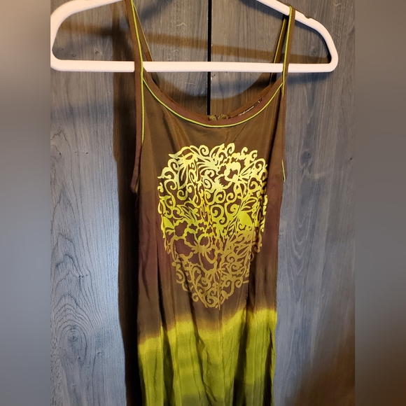 Naf Naf y2k boho Maxi dress Meidum Ombre Tie Dye Embellished Green - Picture 3 of 7